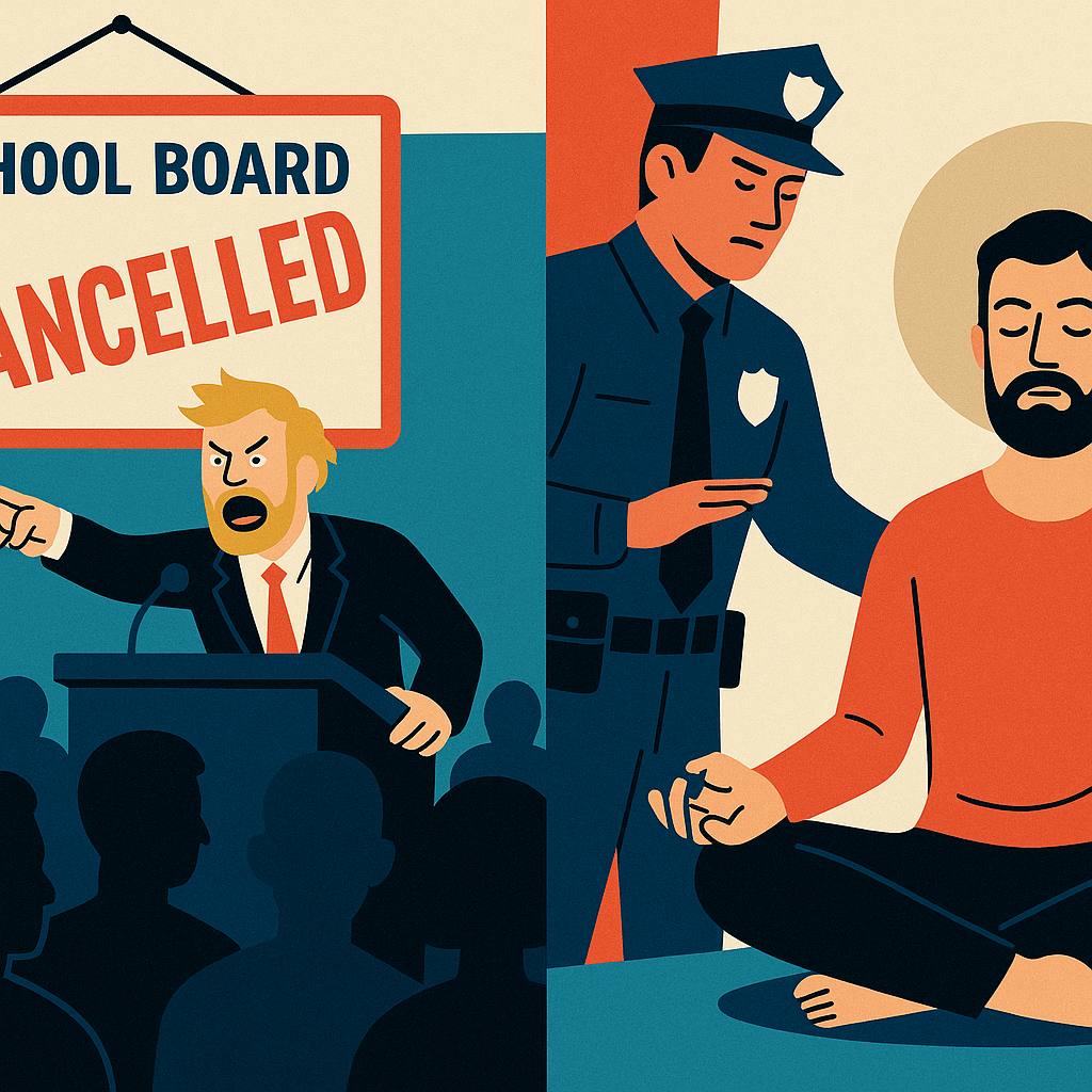 School Board Cancels Meeting After Imaginary Threats From Fictitious Speaker; Authorities Offer Meditation Instead