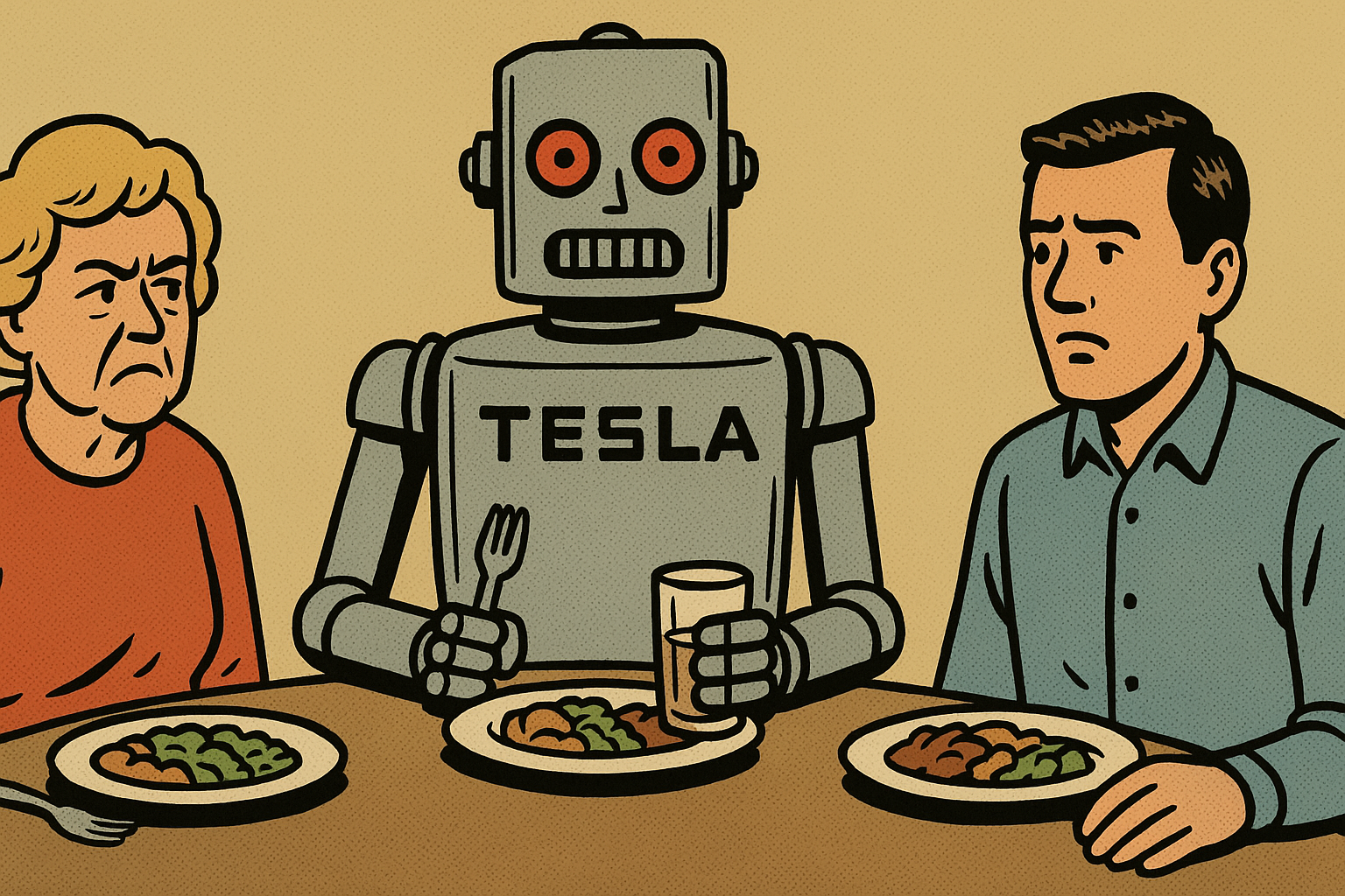 Tesla Unveils New AI Feature: Robots Now Equipped to Simulate Awkward Family Dinners with Realistic Discomfort Levels