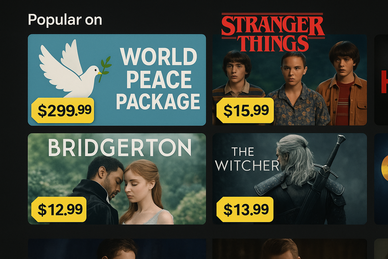 Cost of World Peace to Be Included in Streaming Service Subscriptions