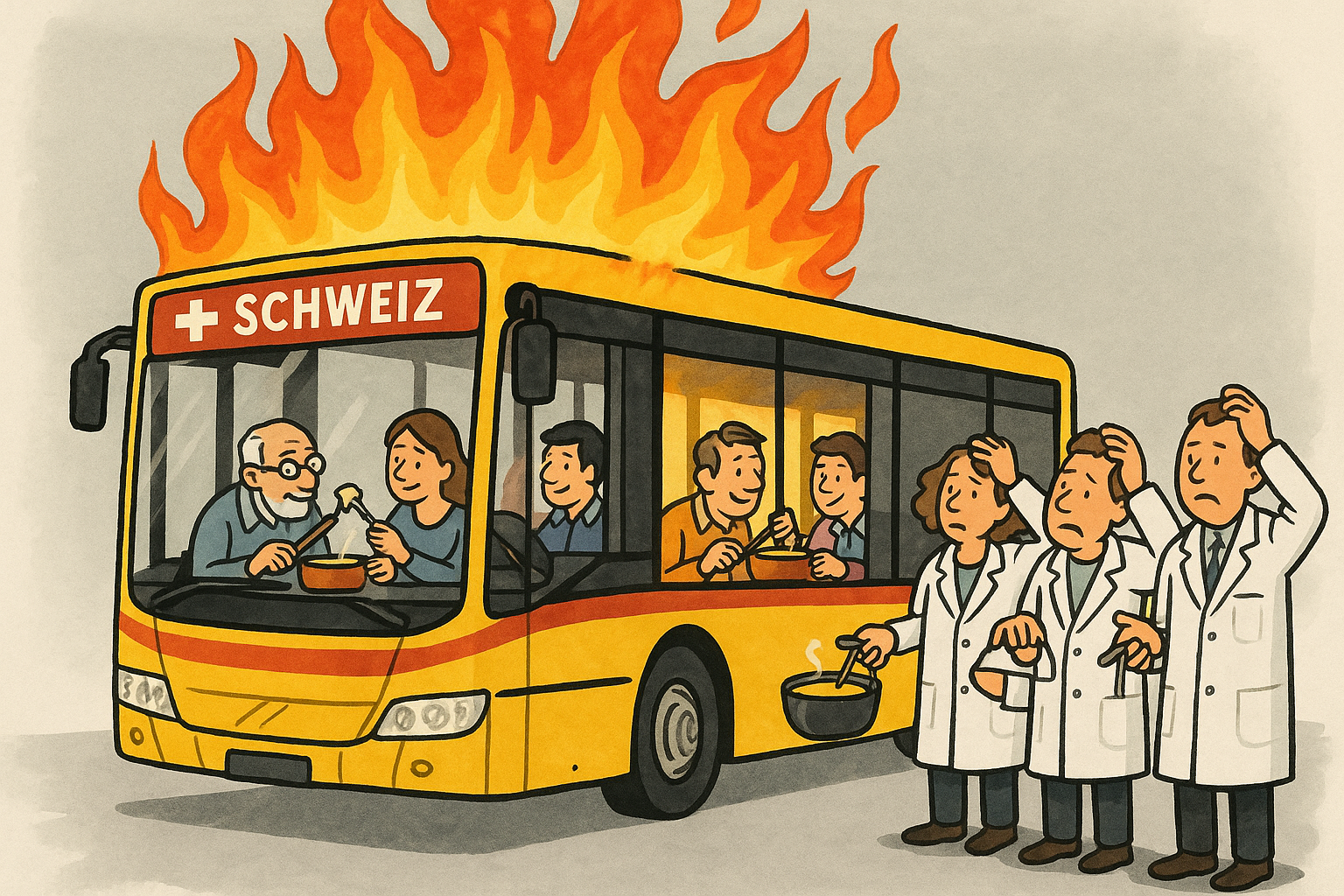 Swiss Bus Fire Under Investigation; Cheese Fondue Ruled Out as Cause